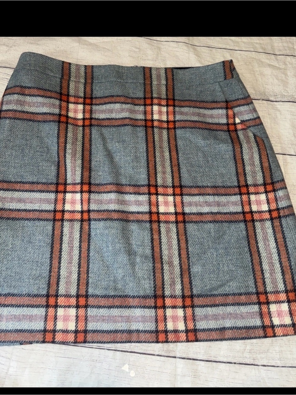 Boden British Tweed Skirt Blue Orange US 10 UK 14 Wool